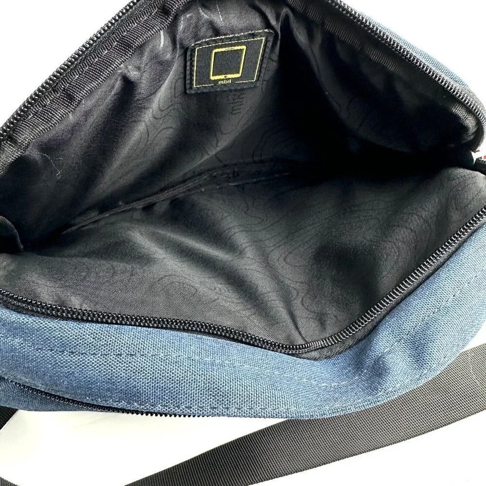 Mixi Messenger Bag Blue Canvas Mens Crossbody Travel Keep On Fighting Brand‎ New